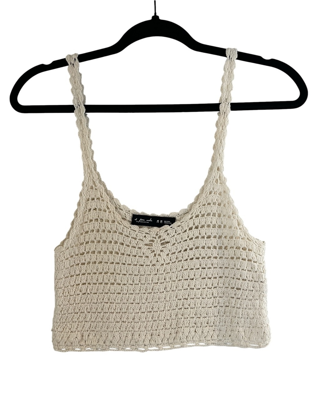 Urban Outfitters Out From Under Boho Coastal Cream Crochet Knit Crop Tank Crop-M
